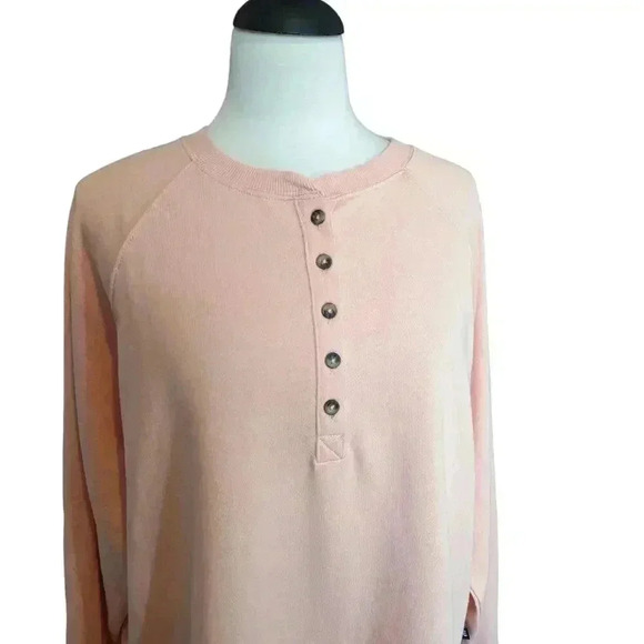 New Gap Light Pink Quarter Button Sweatshirt Size XL - Picture 3 of 6